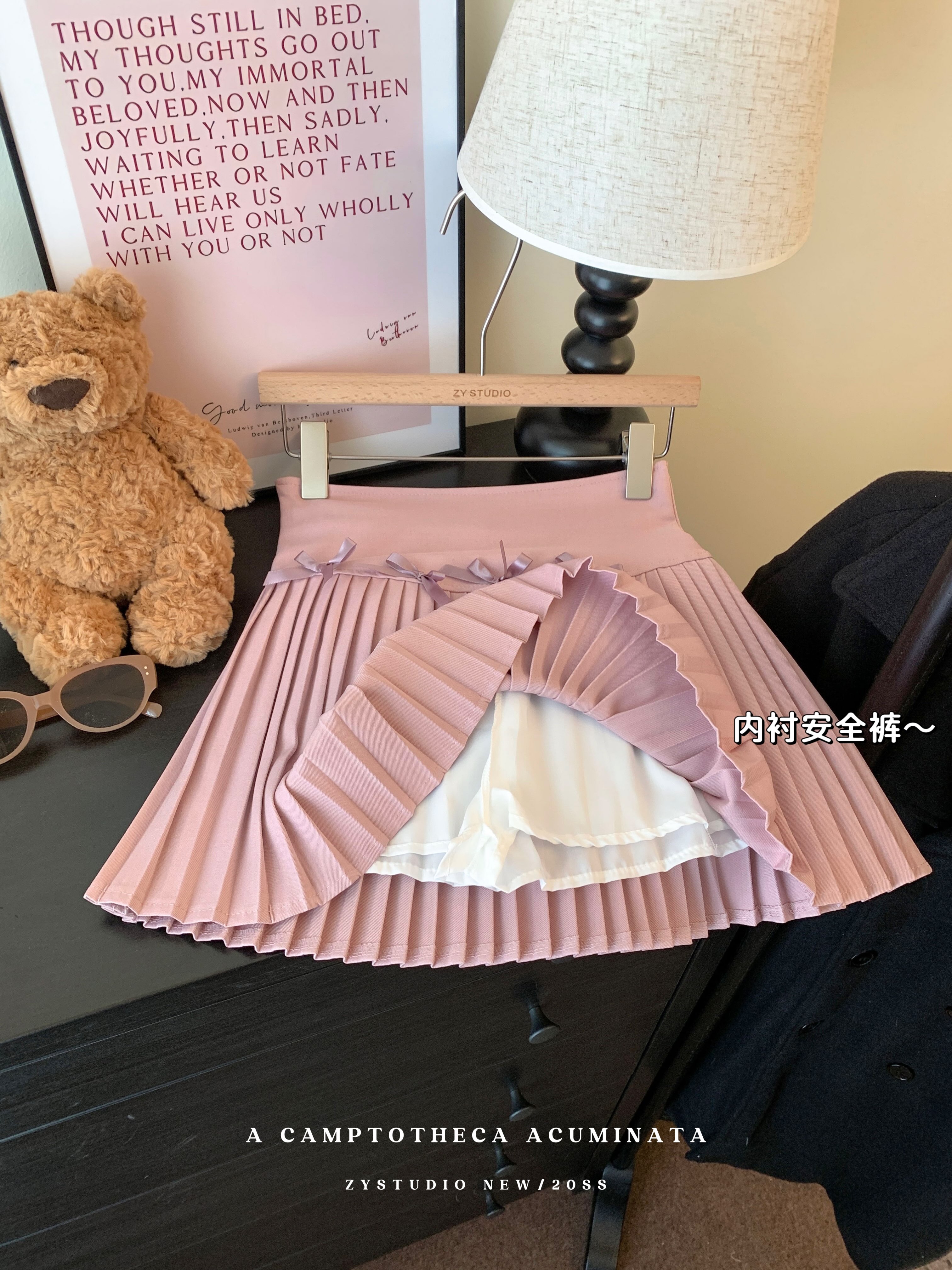 實拍白色蝴蝶結西裝百褶半身裙女春夏新款小個子高腰a字短裙