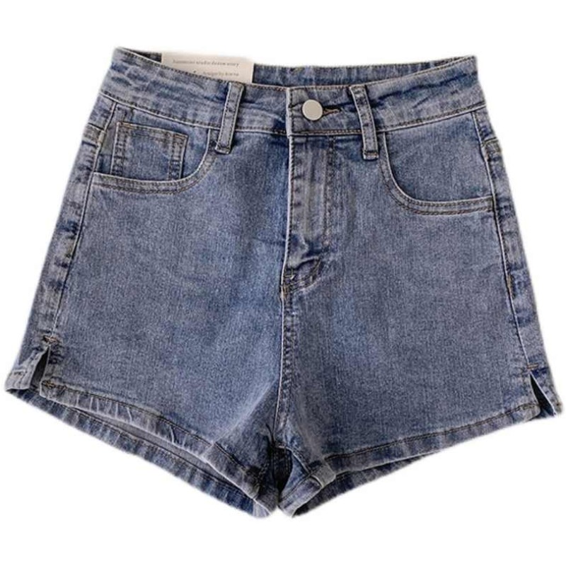 白色牛仔短褲女夏薄款高腰彈力a字包臀褲顯瘦辣妹超短熱褲潮
