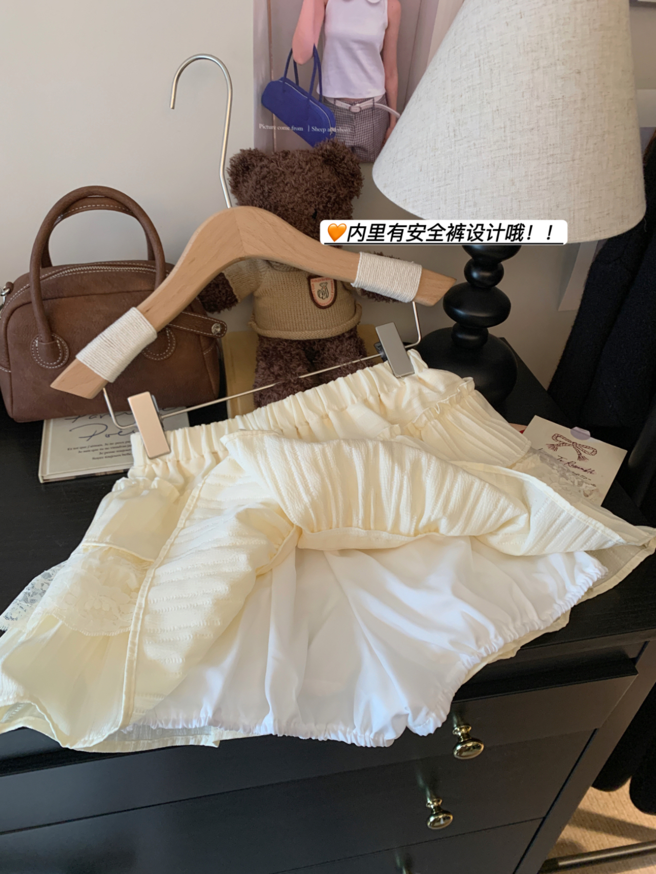 實拍甜美風蕾絲拼接荷葉邊a字半身裙女春季防走光蓬蓬裙短裙