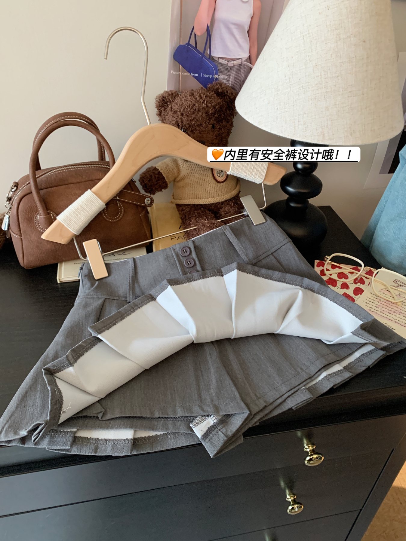 實拍復古辣妹風拼接西裝百褶裙半身裙女褲裙A字短裙高腰傘裙