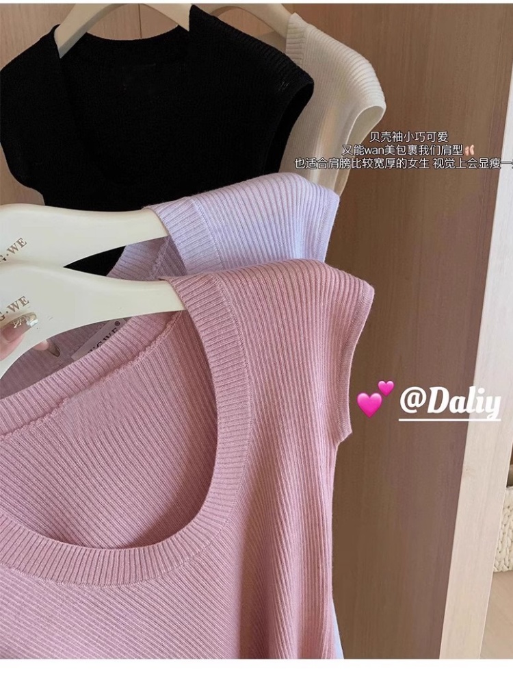 大u領系列T 簡約修身顯瘦上衣羊毛內搭短袖打底衫