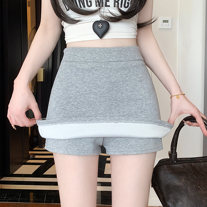 實拍灰色辣妹風半身裙女高腰a字超短裙小個子防走光包臀衛裙