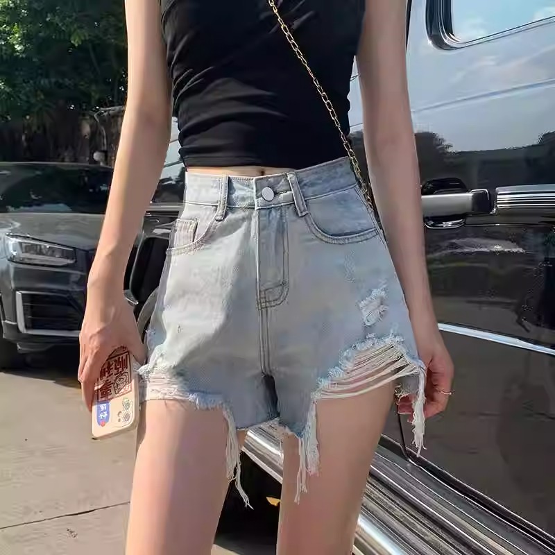 高腰牛仔短褲女夏季薄款2026年韓版寬松闊腿顯瘦a字辣妹超熱褲