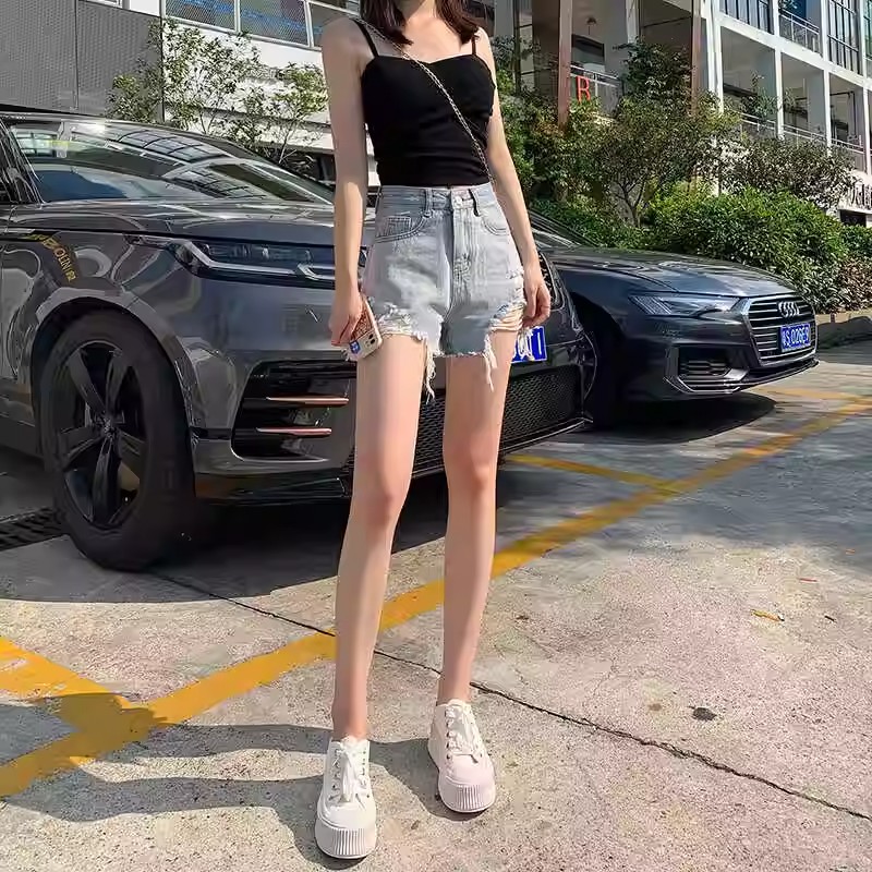 高腰牛仔短褲女夏季薄款2026年韓版寬松闊腿顯瘦a字辣妹超熱褲
