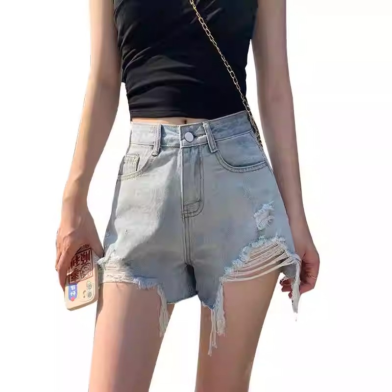 高腰牛仔短褲女夏季薄款2026年韓版寬松闊腿顯瘦a字辣妹超熱褲