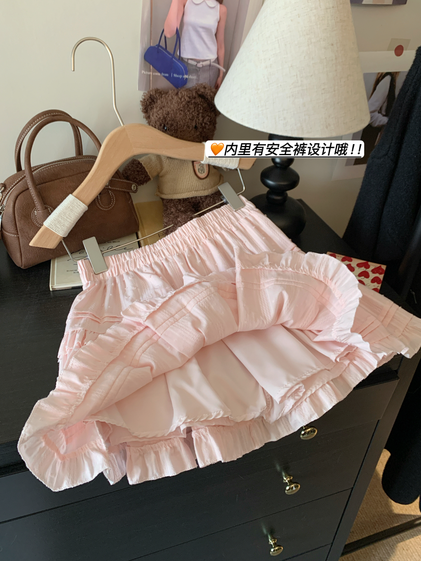 實拍新法式荷葉邊蓬蓬半身裙甜美個子百褶蛋糕短裙高腰a字裙