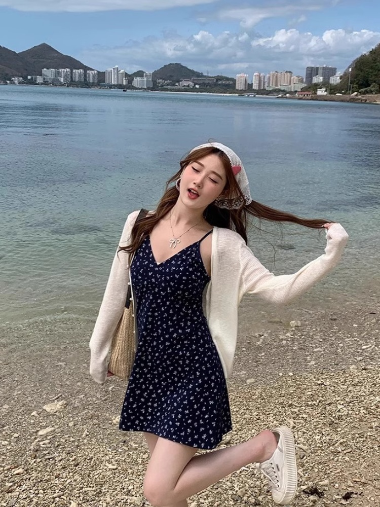 冰絲針織防曬開衫女夏季薄款配吊帶裙外搭罩衫空調衫外套披肩上衣