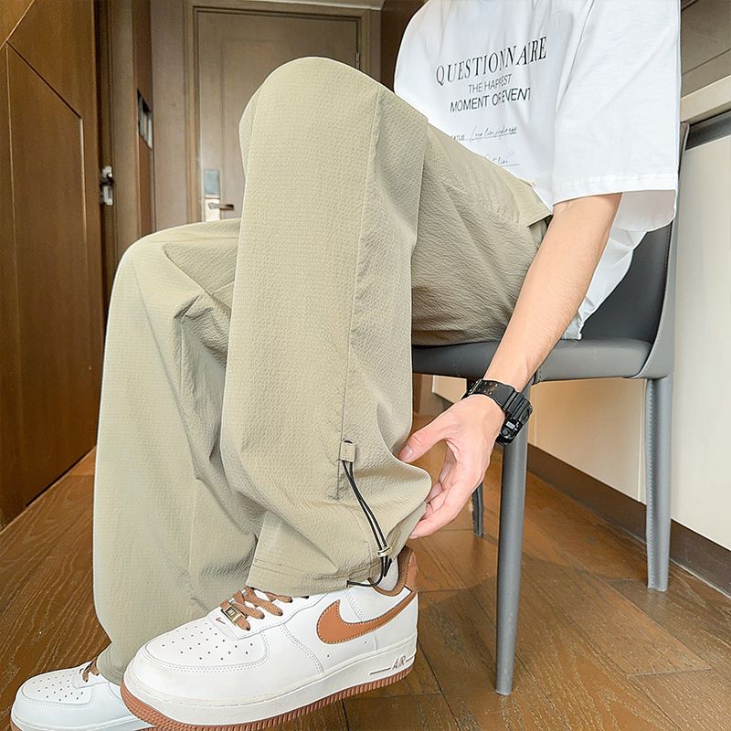 實拍2025新款直筒褲男春夏休閑褲高級感寬松簡約直筒長褲休閑褲子