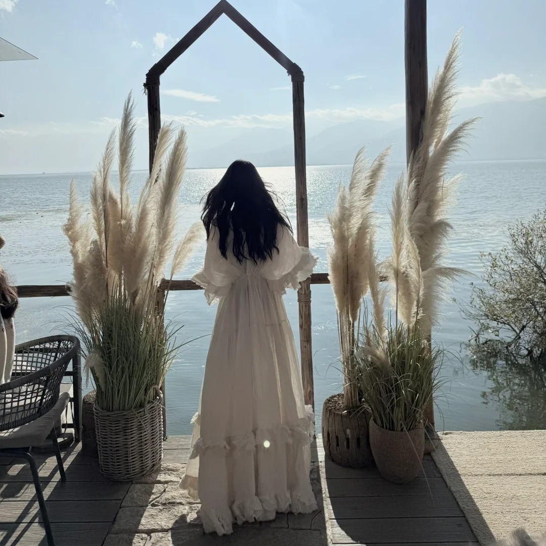 泰國云南旅游度假民族風個性顯瘦蝙蝠袖大擺仙女裙