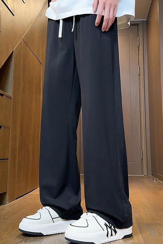 實拍2025春夏新款休閑褲男運動彈力高級感寬松簡約直筒長褲子