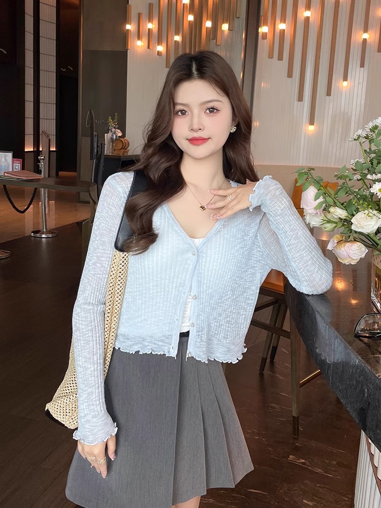 防曬針織開衫薄款女夏披肩外搭罩衫配吊帶連衣裙子冰絲小坎肩外套