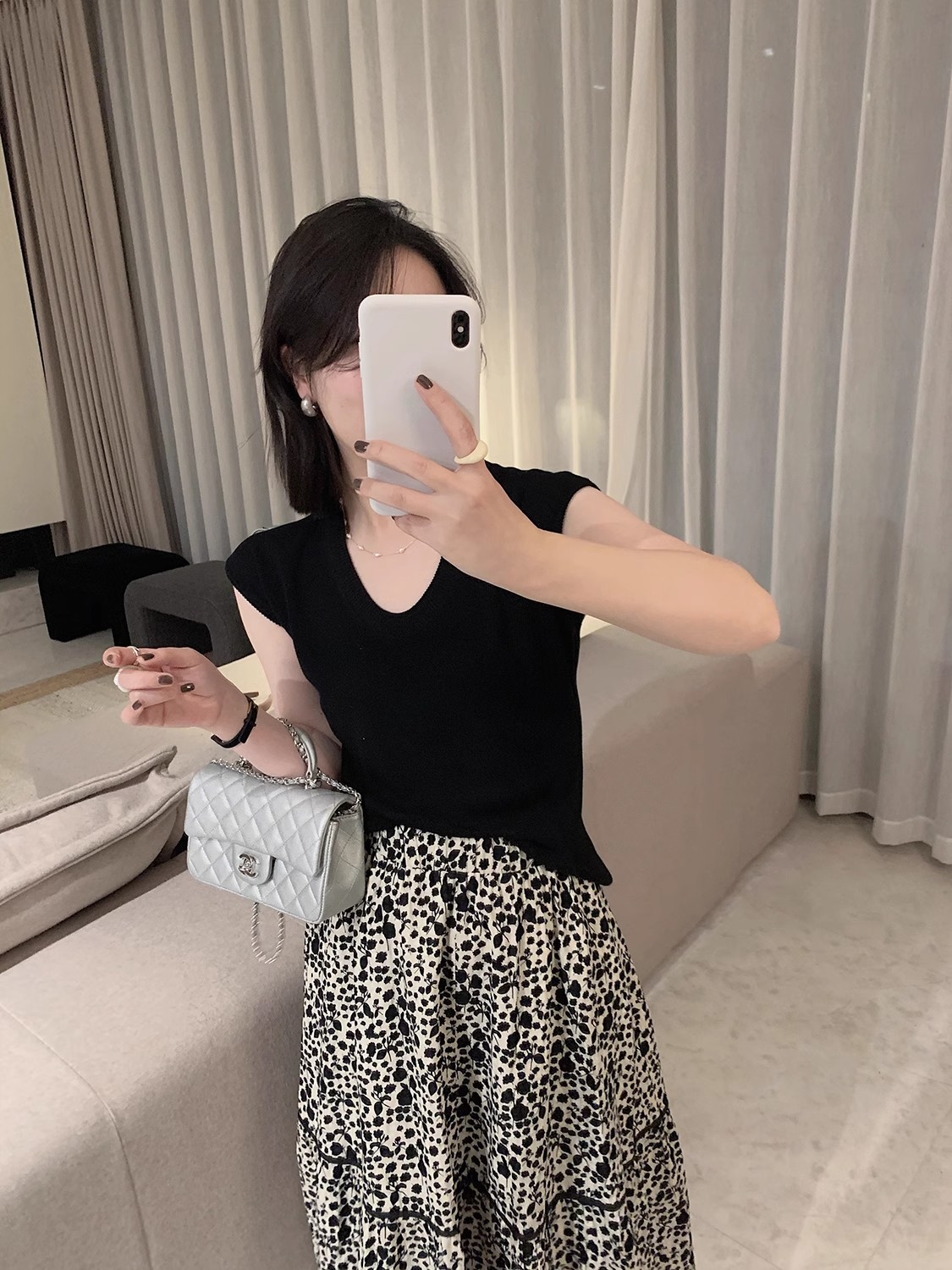 韓版法式復古優雅純色短袖質感u領針織衫女顯瘦百搭上衣