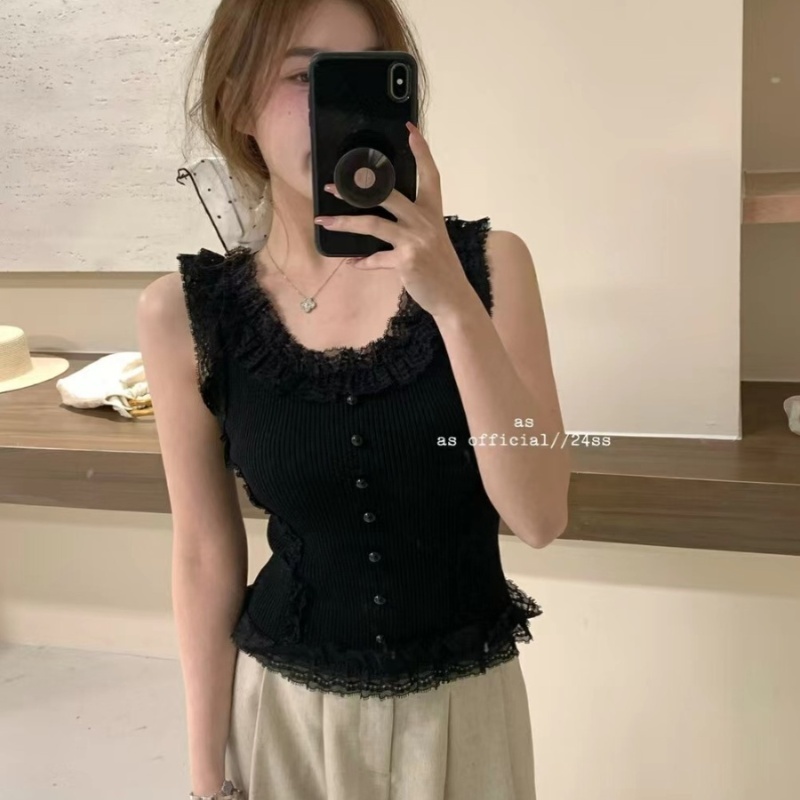 純欲辣妹蕾絲花邊針織吊帶背心女2026年新款夏季別致小眾內搭上衣