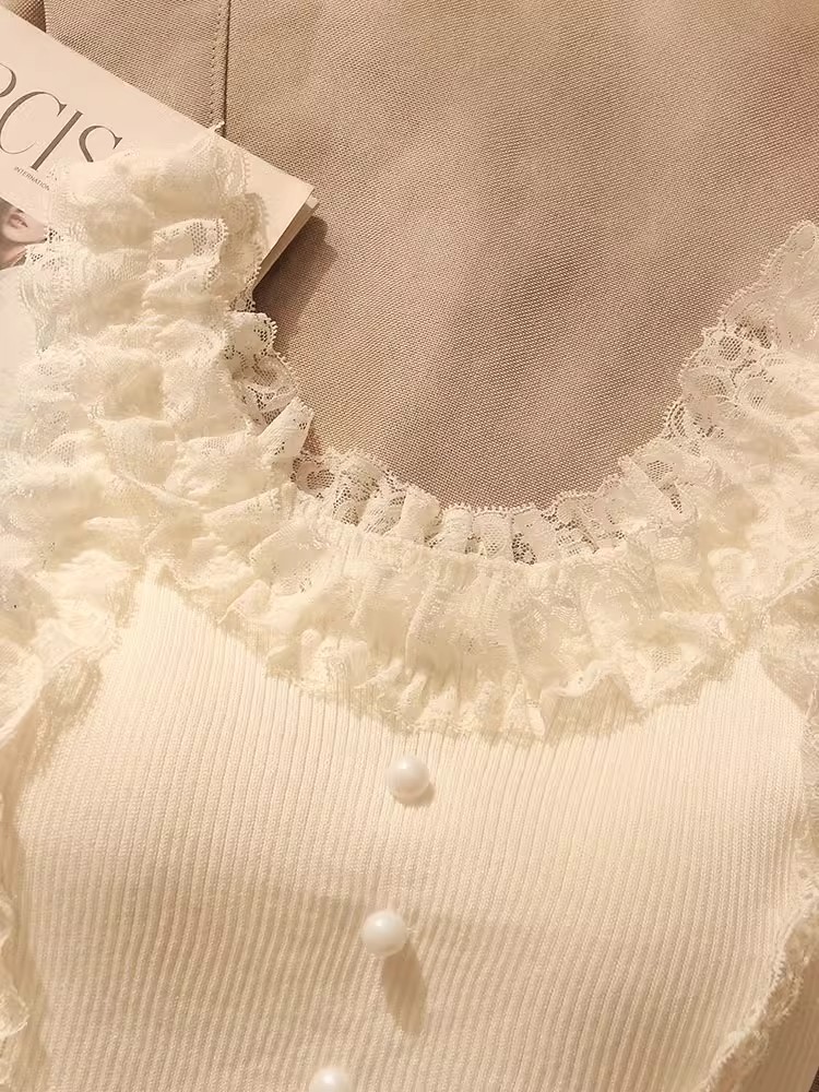 純欲甜辣蕾絲花邊吊帶背心女夏辣妹修身顯瘦針織打底短款無袖上衣