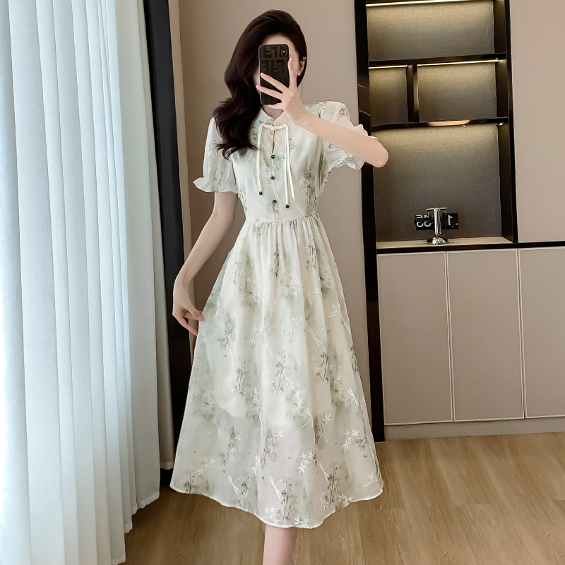 實拍新中式盤扣流蘇刺繡復古連衣裙2024夏季新款氣質名媛白裙子