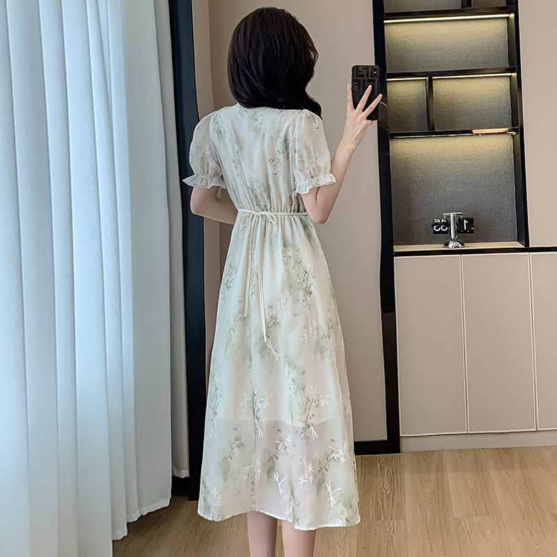 實拍新中式盤扣流蘇刺繡復古連衣裙2024夏季新款氣質名媛白裙子