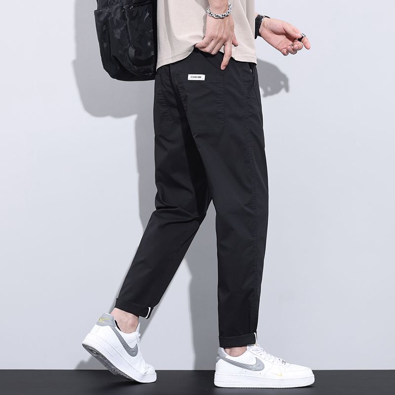 實拍夏季薄款錐形輕商務休閑褲男彈力寬松微哈百搭大碼百搭長褲男