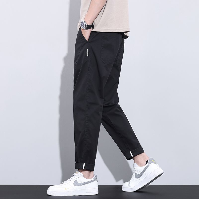 實拍夏季薄款錐形輕商務休閑褲男彈力寬松微哈百搭大碼百搭長褲男