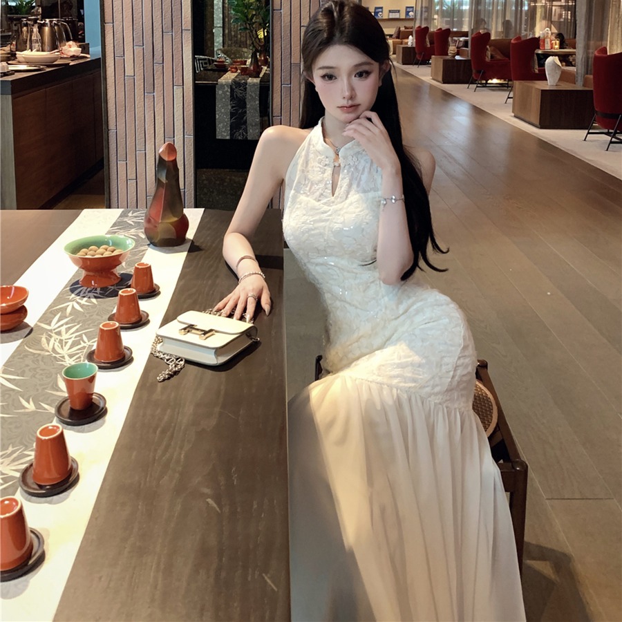 實拍復古性感氣質新中式提花旗袍連衣裙+防曬開衫兩件套女