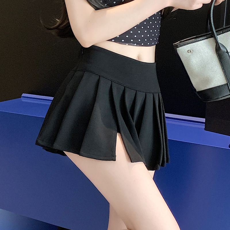 實拍百褶裙防走光高腰A字半身裙ins潮春夏新款顯瘦短裙女