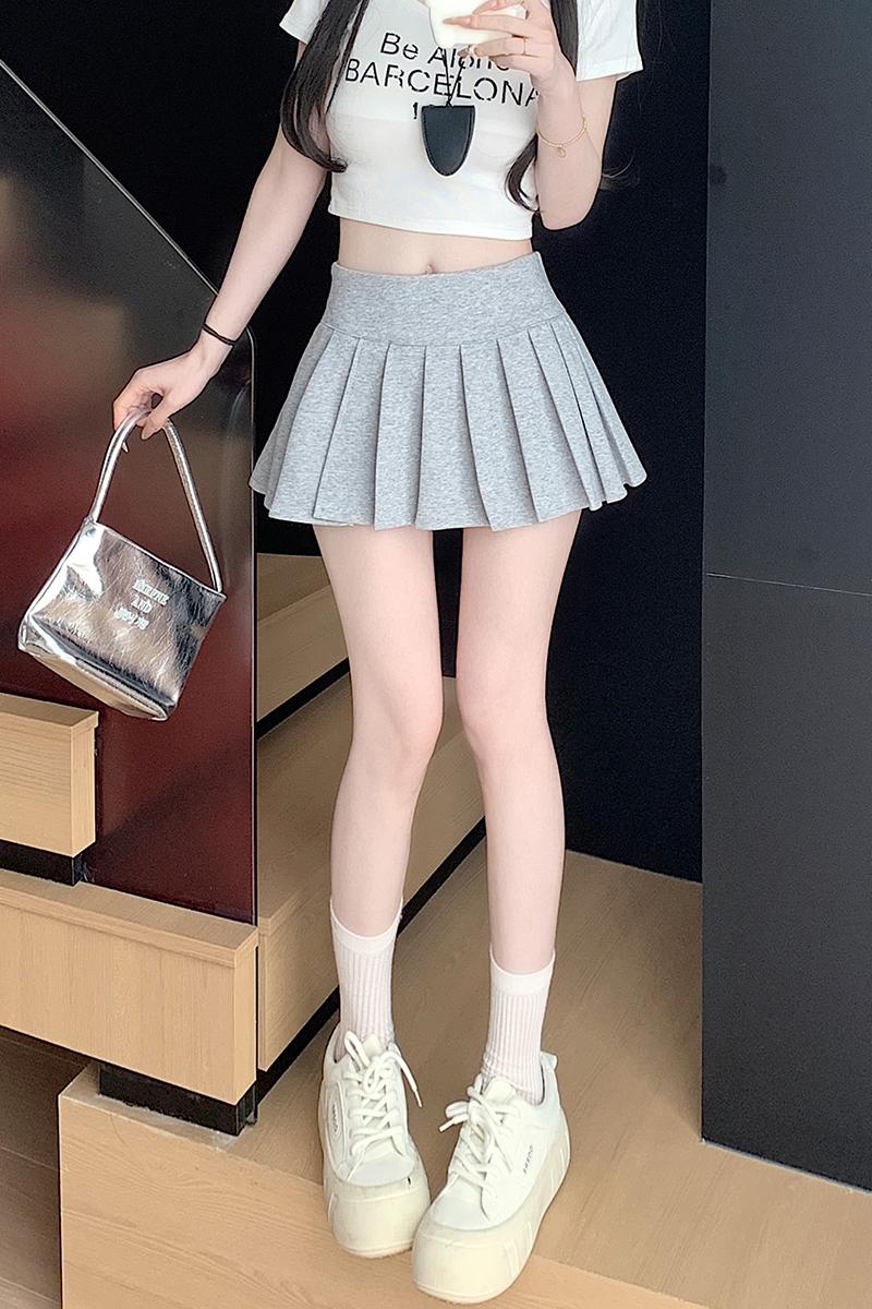 實拍百褶裙防走光高腰A字半身裙ins潮春夏新款顯瘦短裙女