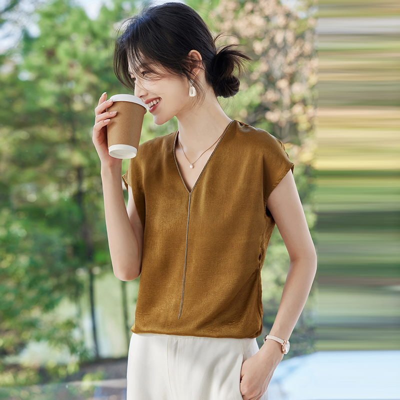 實拍2026夏季新款百搭流蘇短袖V領襯衫女時尚襯衫女夏新款上衣