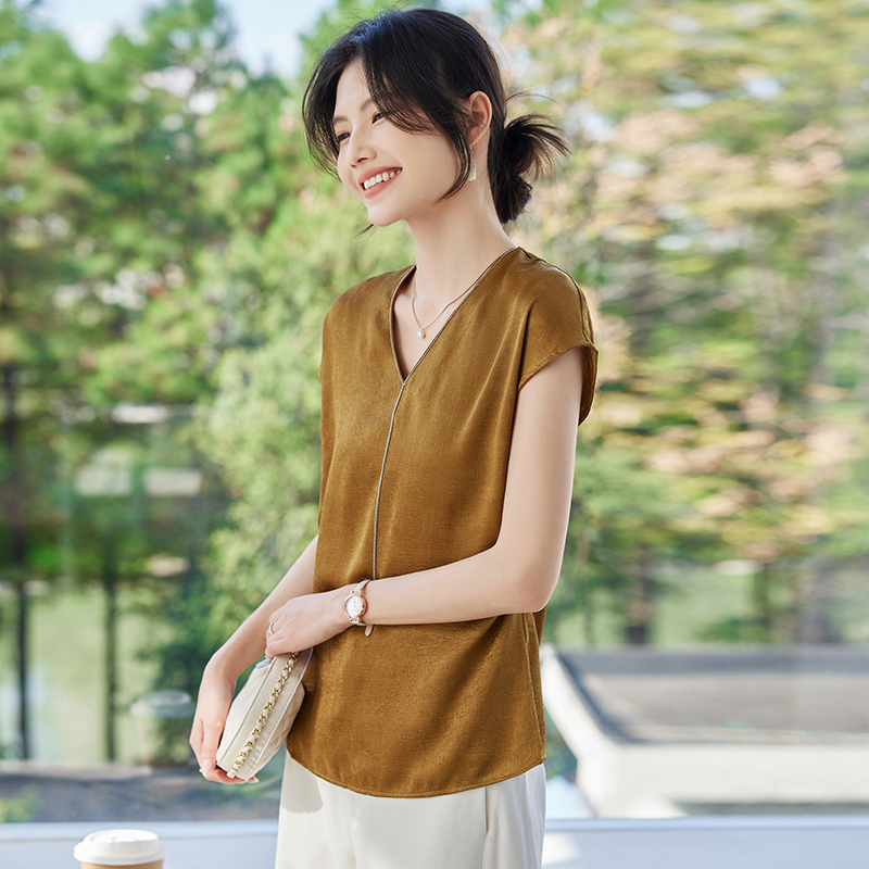 實拍2026夏季新款百搭流蘇短袖V領襯衫女時尚襯衫女夏新款上衣