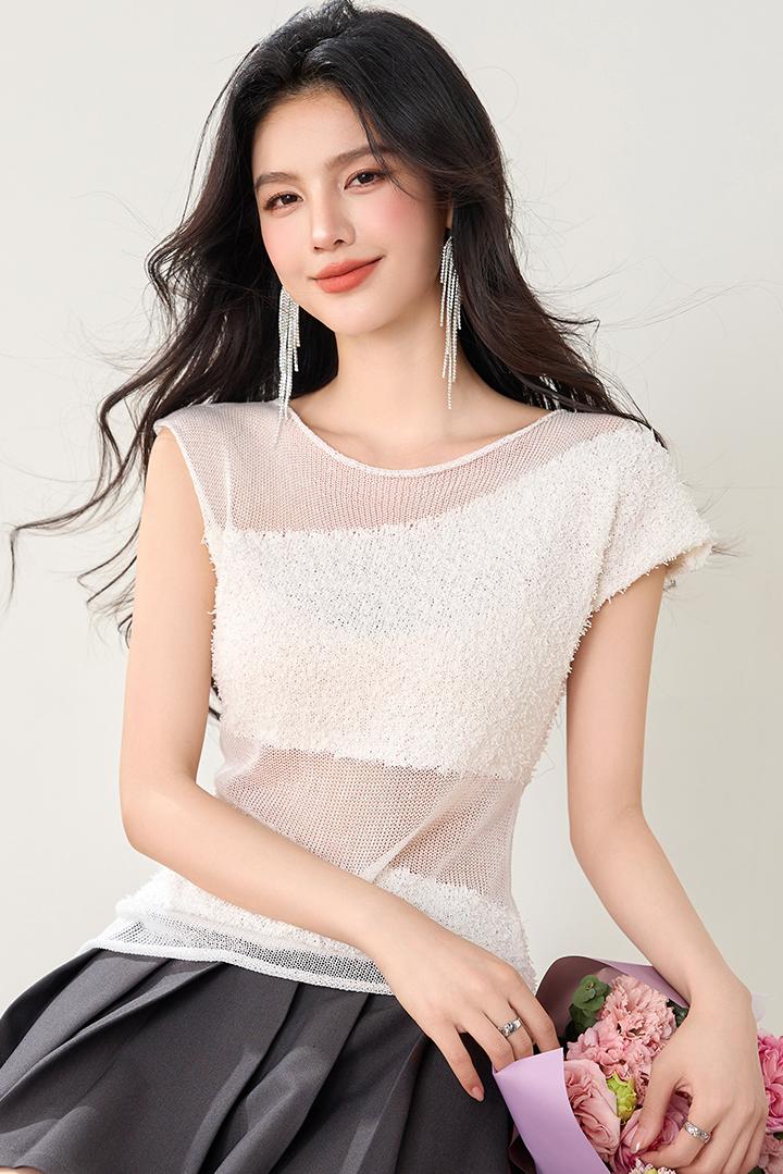 實拍◆◆2026年夏季網紗拼接設計感辣妹純欲高級T恤上衣女