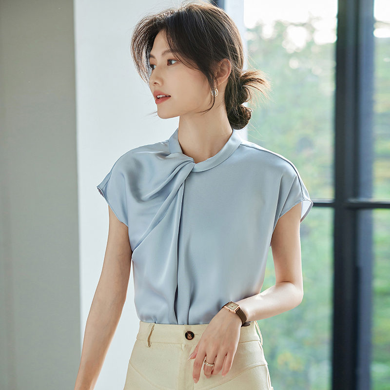 實拍2026夏季新款韓版百搭短袖襯衫女圓領上衣夏