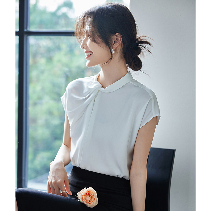 實拍2026夏季新款韓版百搭短袖襯衫女圓領上衣夏