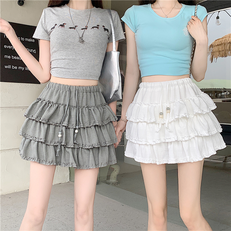 實拍實價 甜美減齡韓系蓬蓬蛋糕短裙女春夏新款氣質高腰A字半身裙