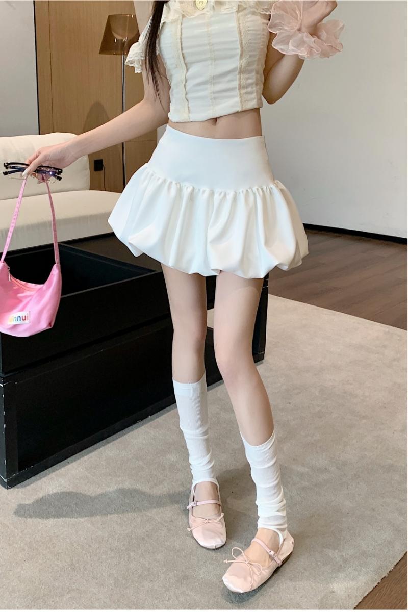 實拍辣妹花苞裙2025春夏新款芭蕾風甜美高腰褶皺蓬蓬裙A字半身裙