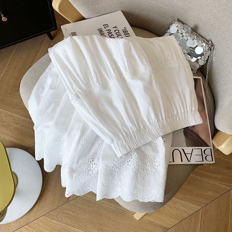 法式鏤空刺繡白色蛋糕半身裙女2025春夏季新款a字中長款傘裙