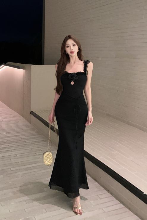 實拍實價 辣妹吊帶連衣裙長款 有胸墊