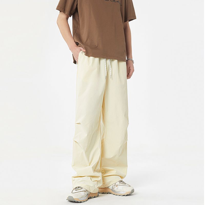 實拍美式高街沖鋒褲男2025春夏寬松直筒闊腿休閑褲子工裝褲