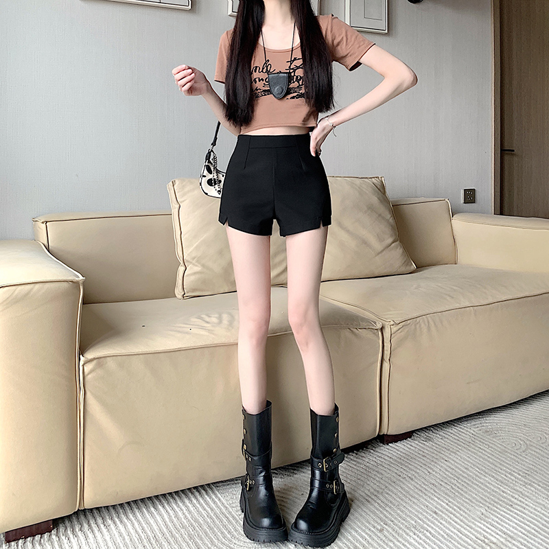 實拍高腰短褲女2025新款春夏打底黑色西裝夏季辣妹顯瘦外穿熱褲子