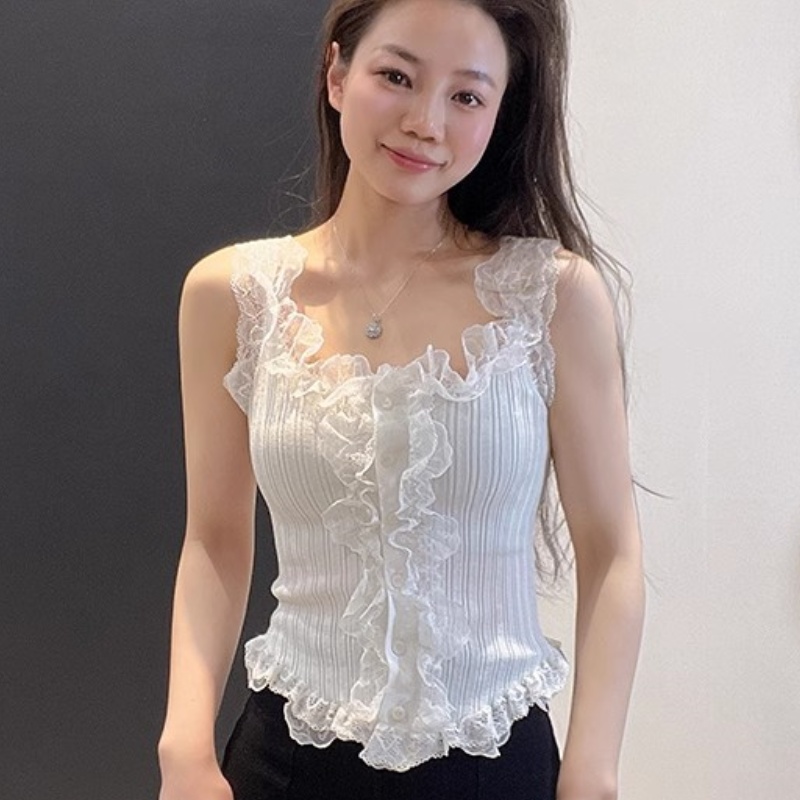 原版一模一樣仙女辣妹蕾絲針織吊帶背心內搭夏純欲性感緊身上衣