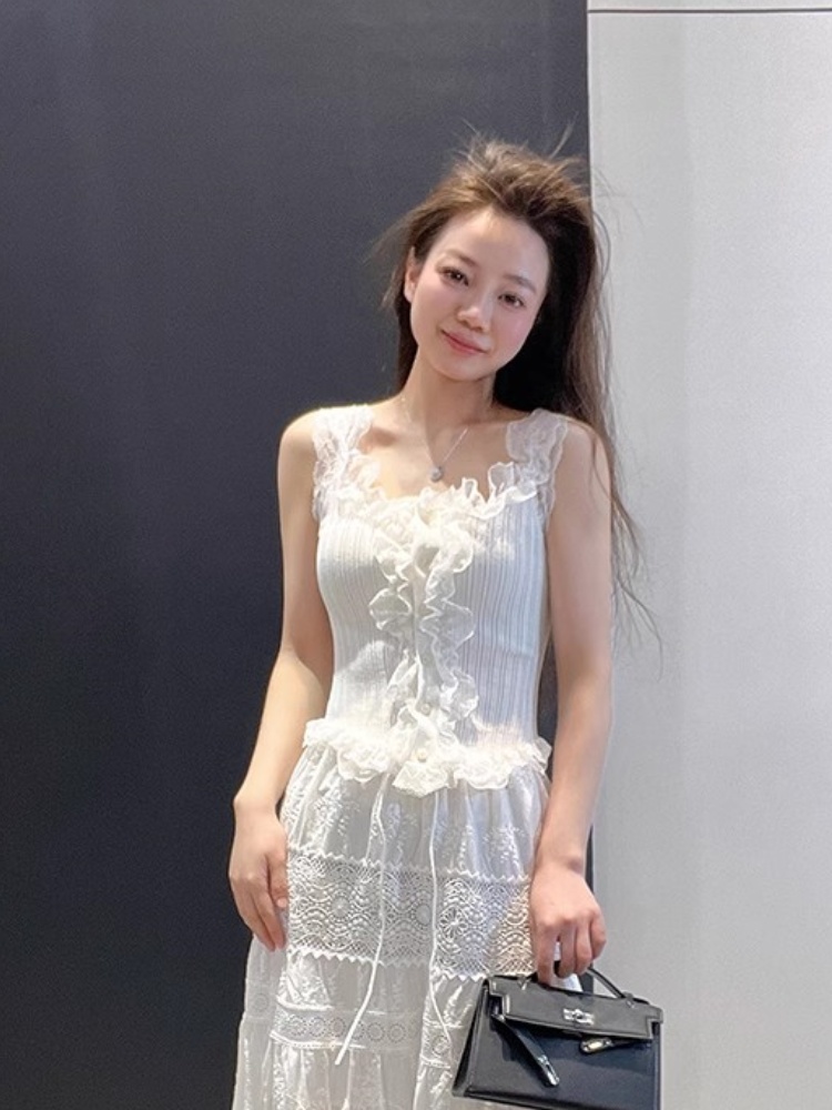 原版一模一樣仙女辣妹蕾絲針織吊帶背心內搭夏純欲性感緊身上衣
