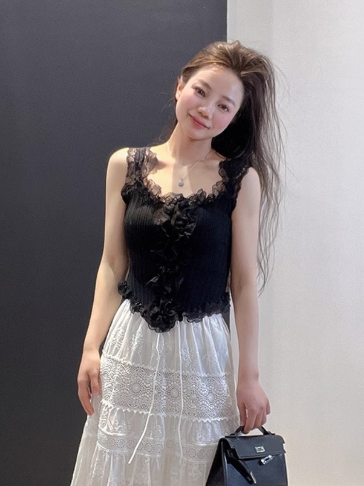 原版一模一樣仙女辣妹蕾絲針織吊帶背心內搭夏純欲性感緊身上衣