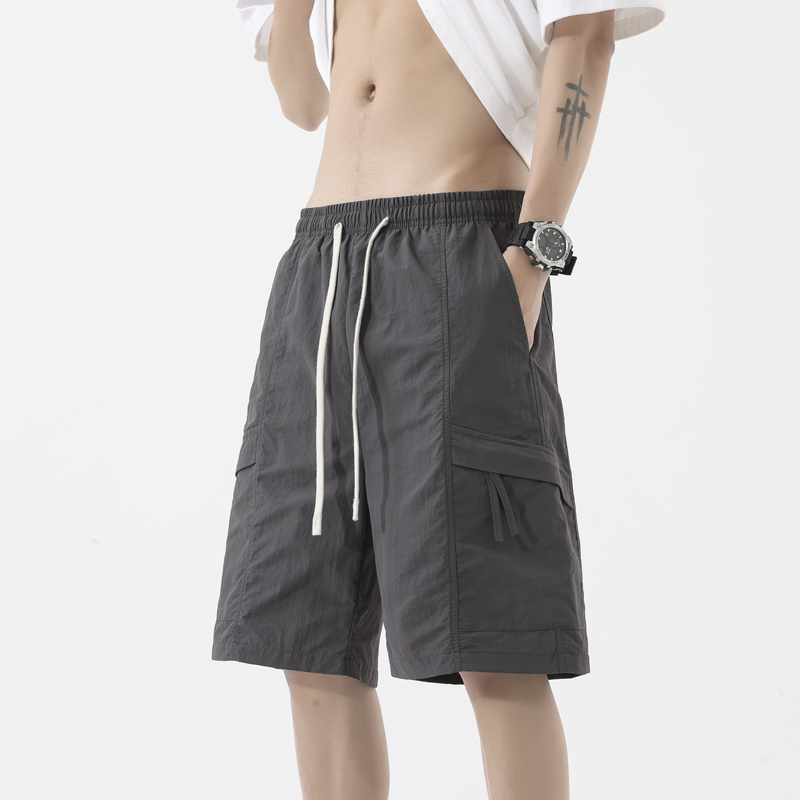 實拍夏季新款工裝冰絲短褲男運動休閑速干潮牌寬松百搭大碼五分褲