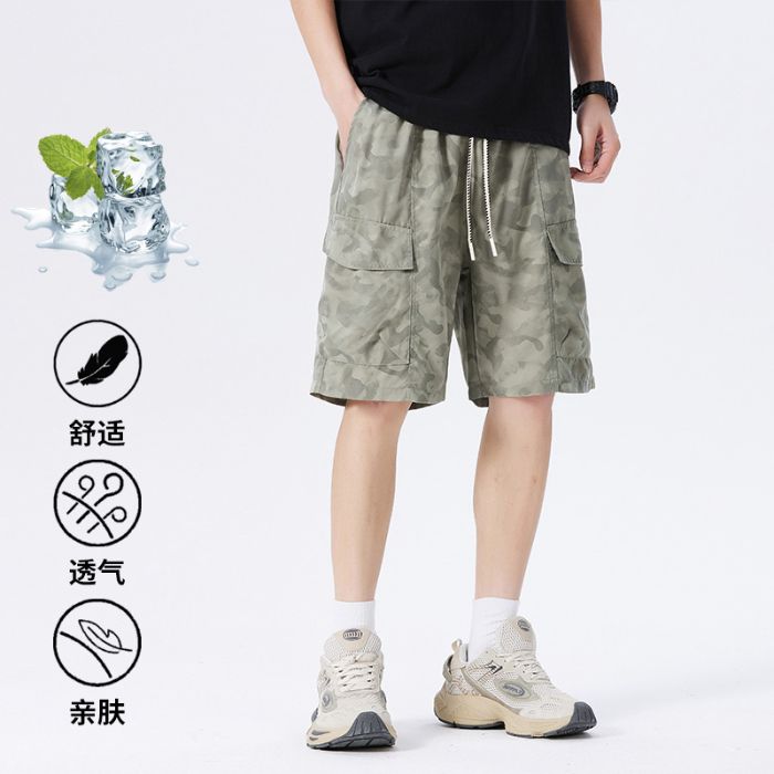 實拍夏季新款美式工裝迷彩休閑短褲男寬松五分褲潮流百搭中褲