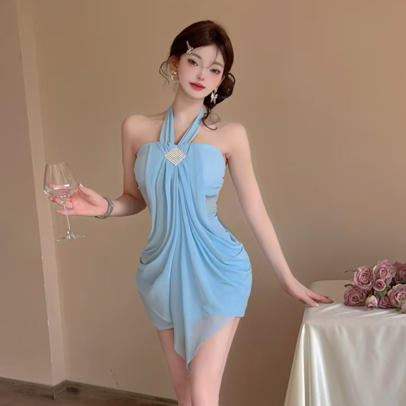 實拍控2性感網紗流蘇拼接打底露背連衣裙包臀