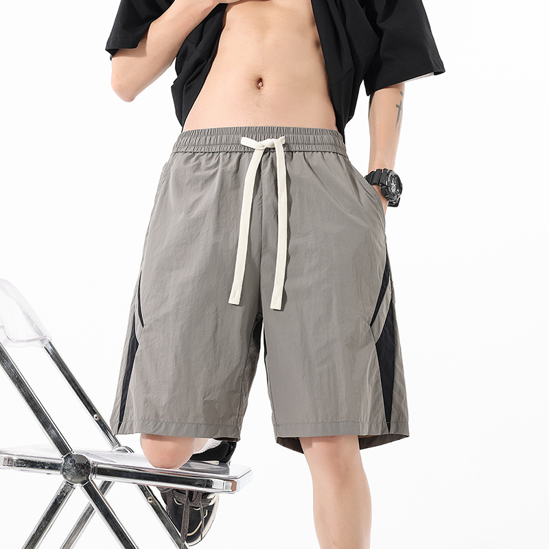 實拍夏季新款撞色拼接潮牌短褲男運動休閑速干寬松百搭五分褲男