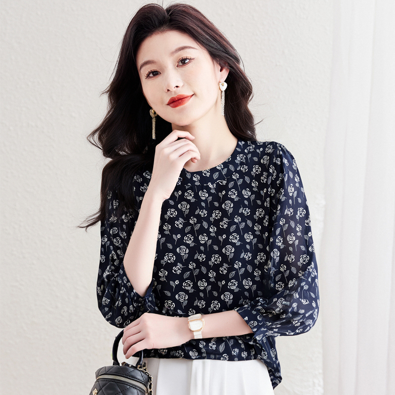 實拍 碎花雪紡衫2026春夏裝新款時尚氣質中袖小衫超仙洋氣上衣女