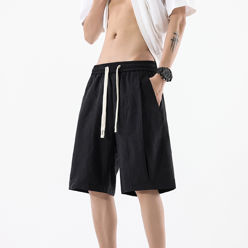 實拍2025夏季潮牌冰絲彈力短褲男休閑寬松百搭松緊腰運動5分褲