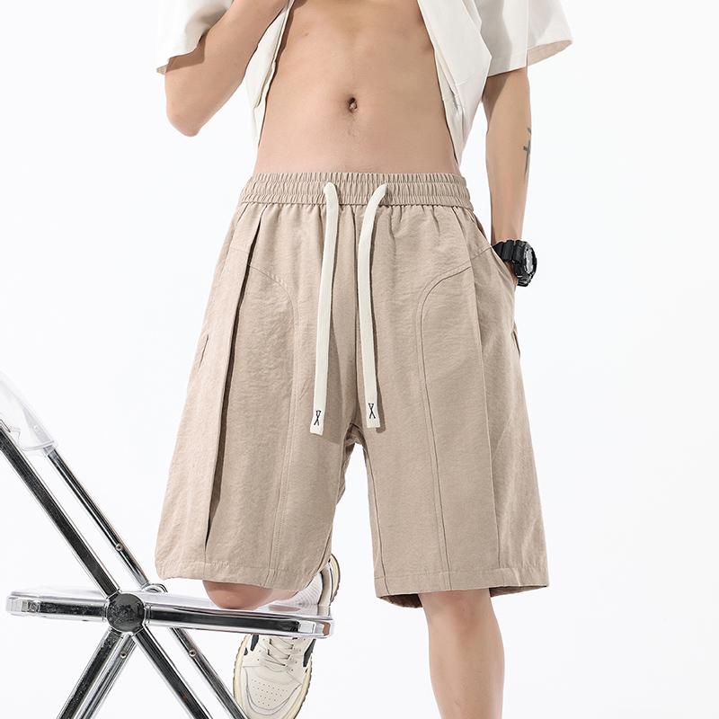 實拍2025夏季潮牌冰絲彈力短褲男休閑寬松百搭松緊腰運動5分褲