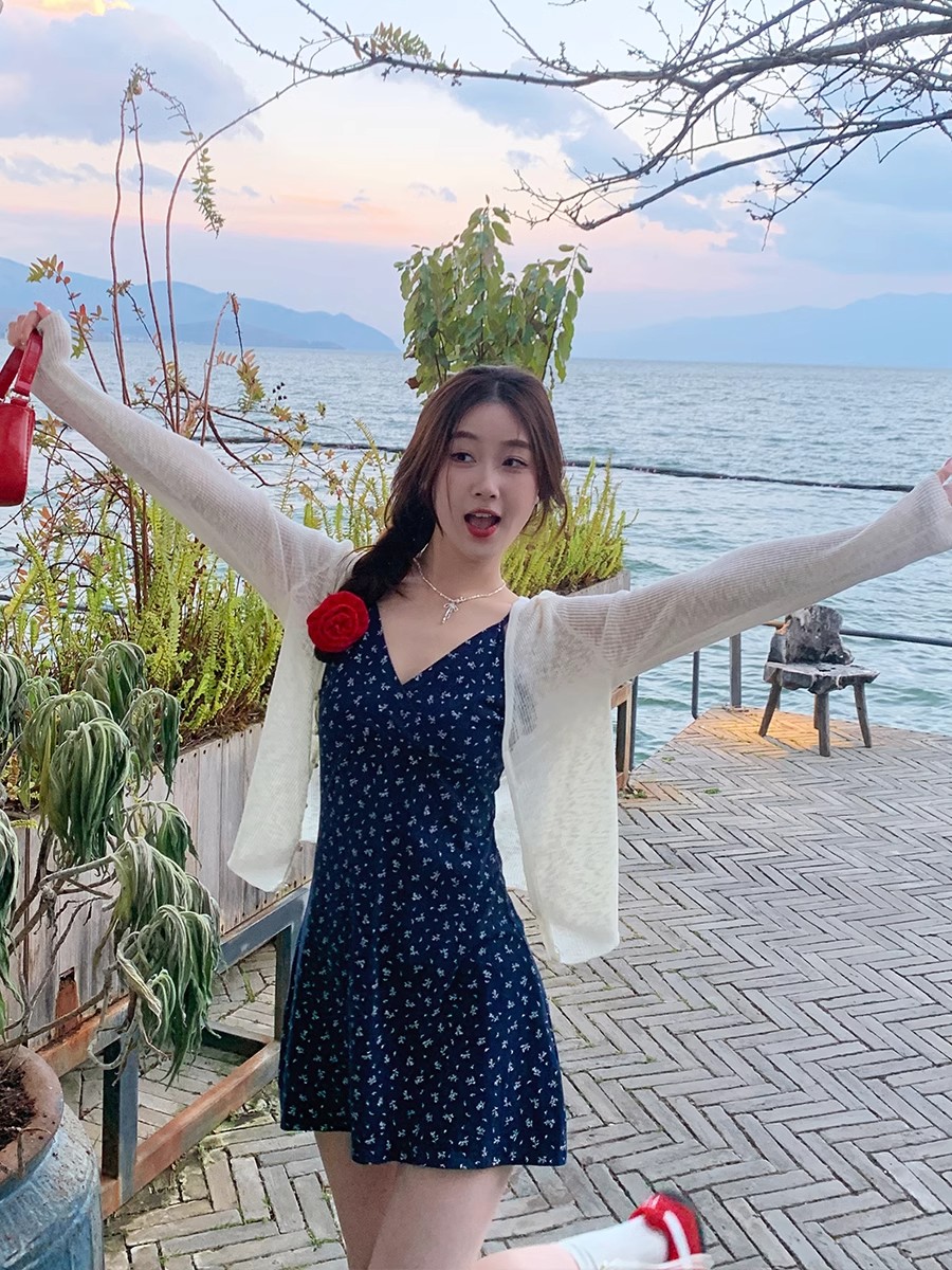 溫柔風防曬衣開衫女夏季配吊帶裙防曬小罩衫冰絲針織上衣