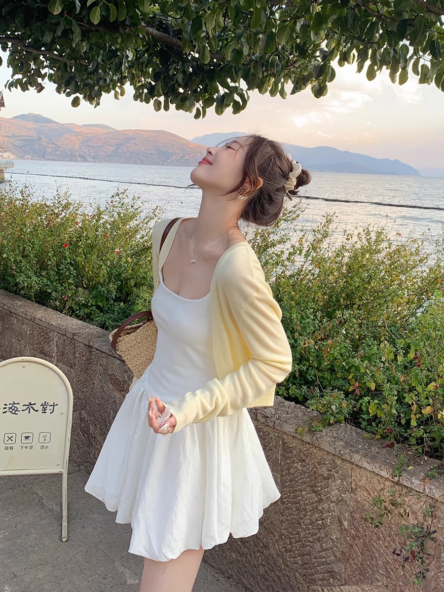 防曬開衫女2026新款夏季吊帶外搭短款針織罩衫薄款披肩上衣
