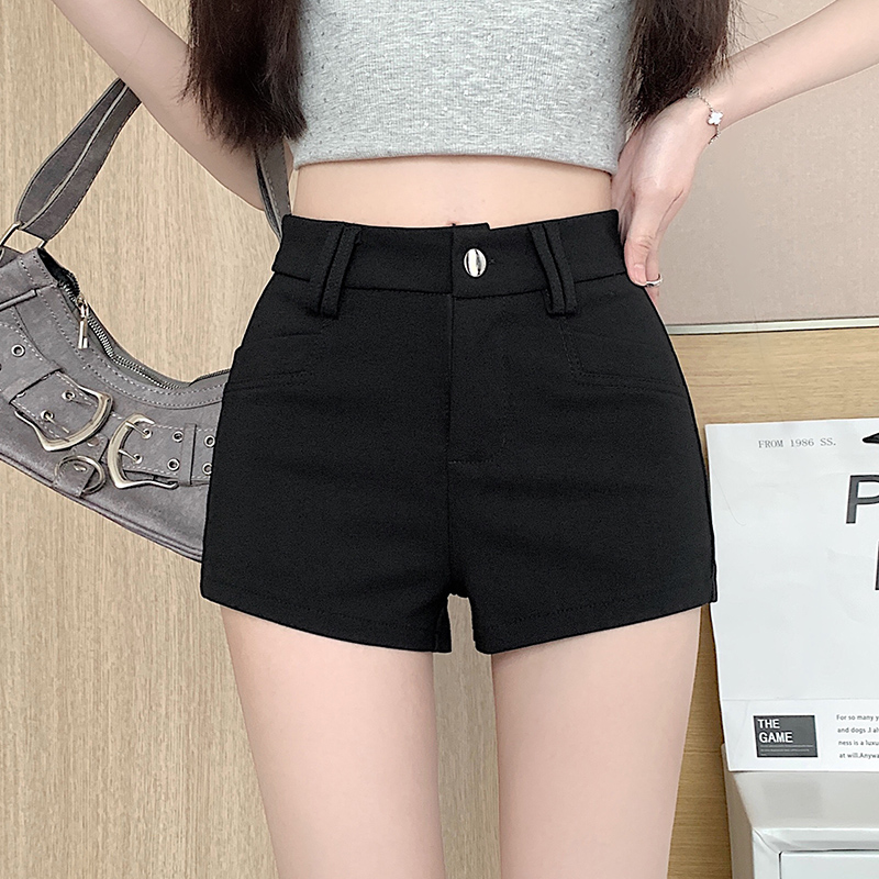 實拍2025新款百搭腰帶短褲女夏辣妹高級感顯瘦時尚休閑卡其色熱褲