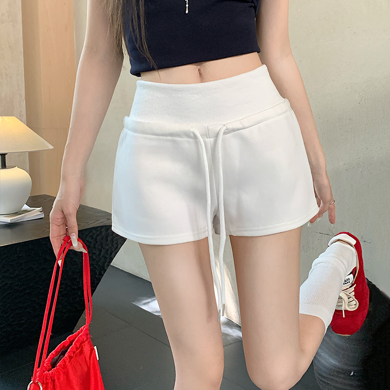 實拍 灰色運動短褲女2026夏季美式辣妹休閑高腰衛褲顯瘦直筒熱褲